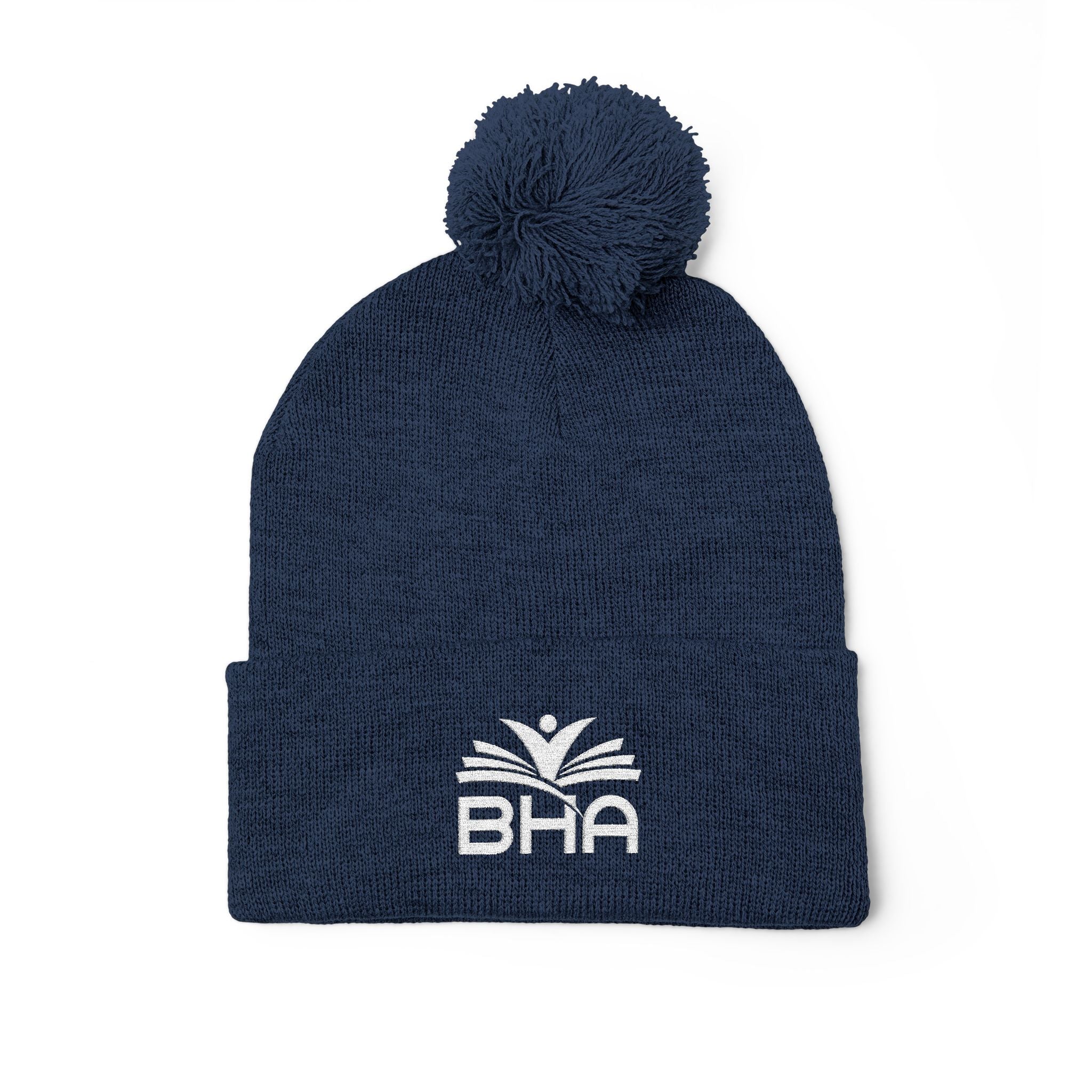BHA Logo Winter Beanie -Embroidered Pom-Pom Knit Cap