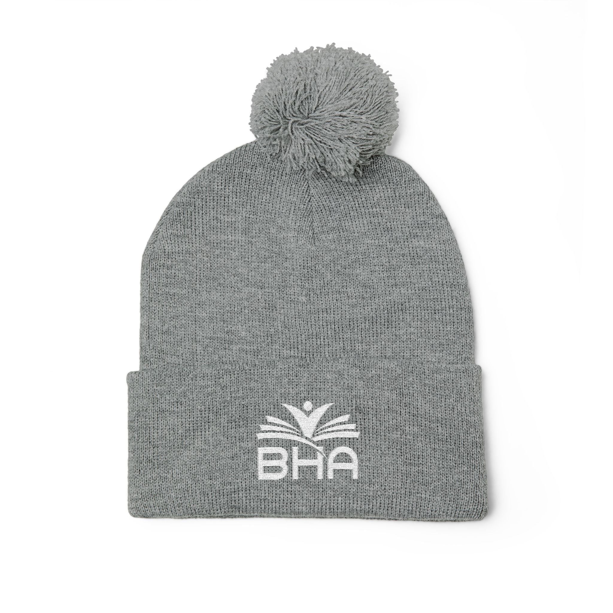 BHA Logo Winter Beanie -Embroidered Pom-Pom Knit Cap