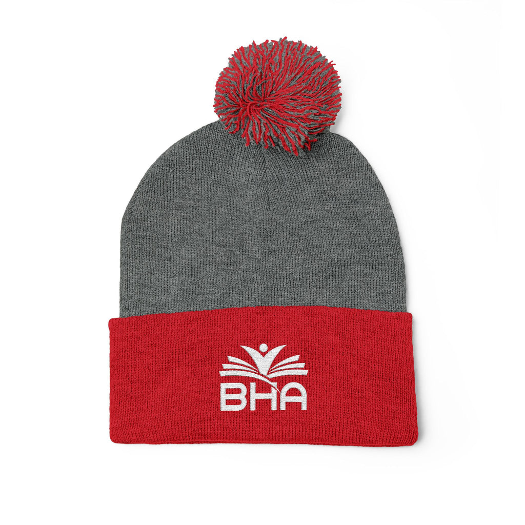 BHA Logo Winter Beanie -Embroidered Pom-Pom Knit Cap