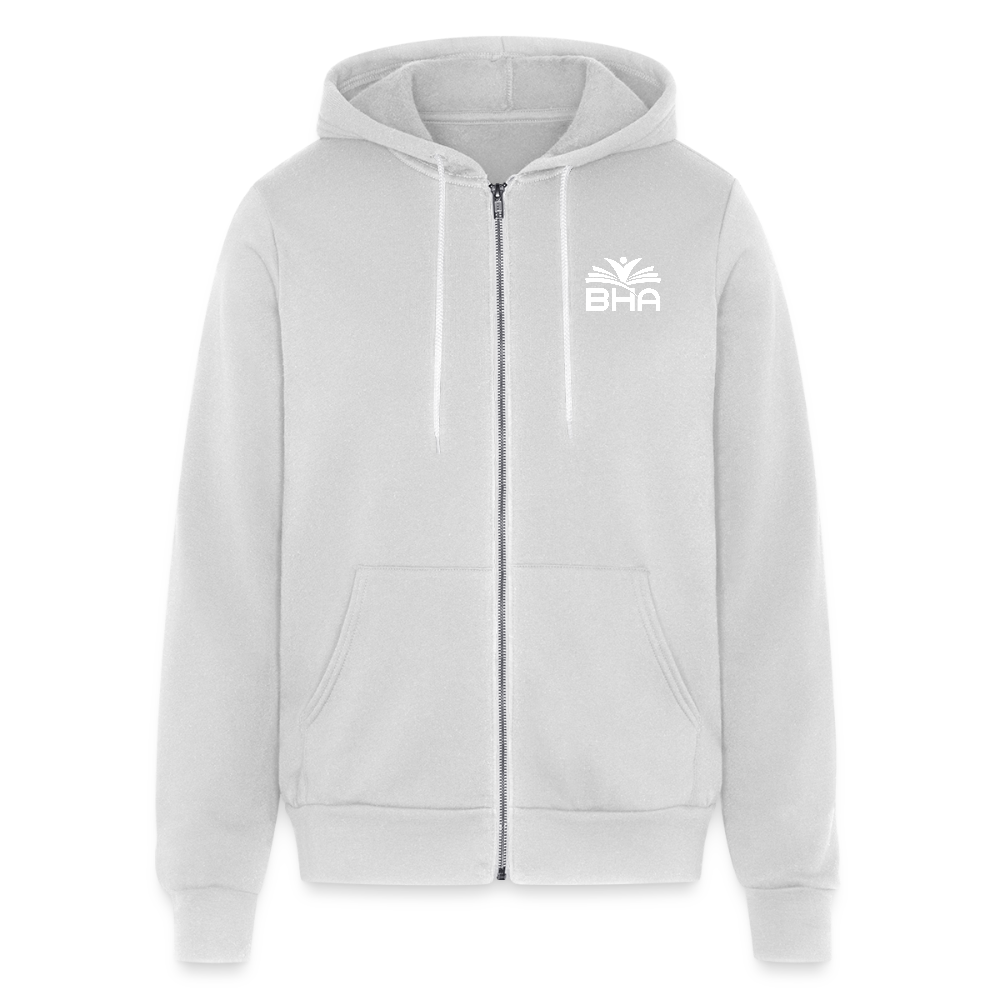 BHA Logo - White Logo - Lightweight Unisex Full Zip Hoodie - silver