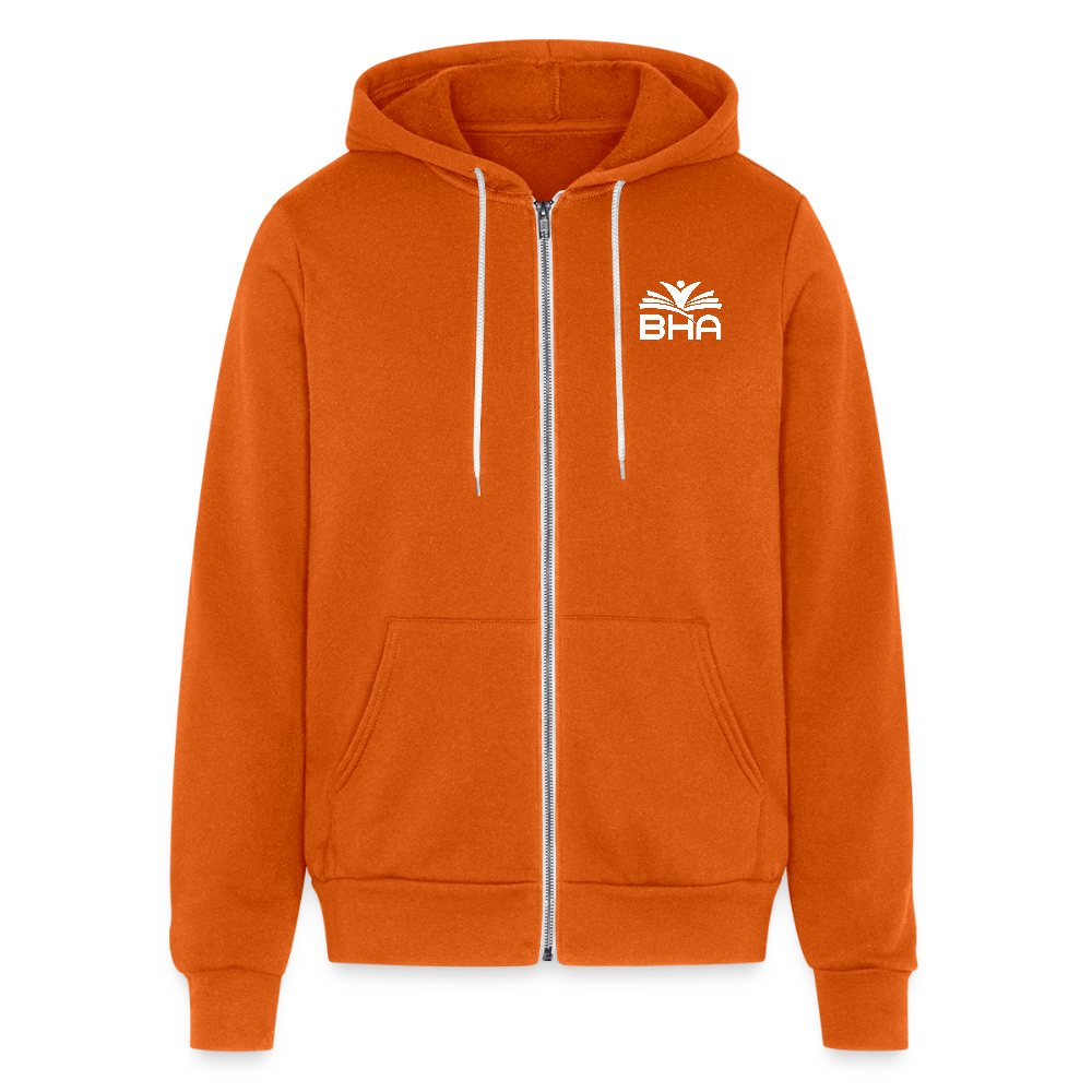 BHA Logo - White Logo - Lightweight Unisex Full Zip Hoodie - autumn