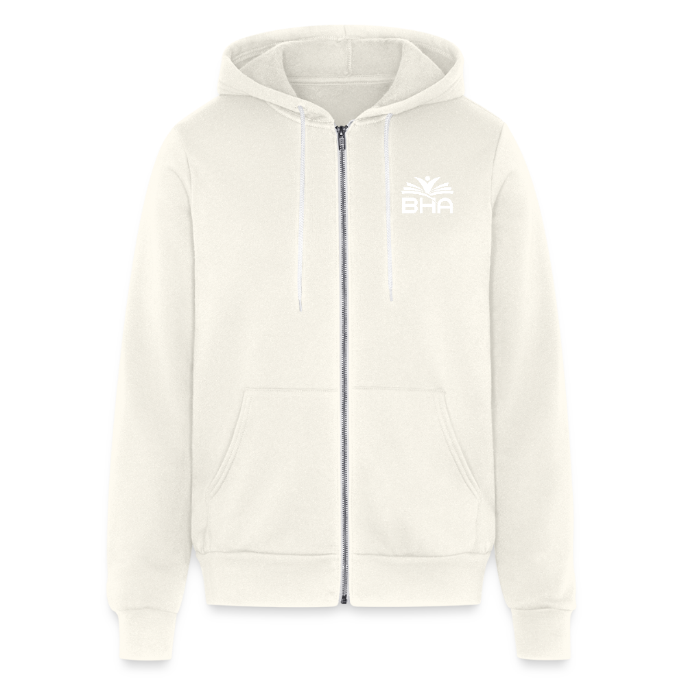 BHA Logo - White Logo - Lightweight Unisex Full Zip Hoodie - vintage white