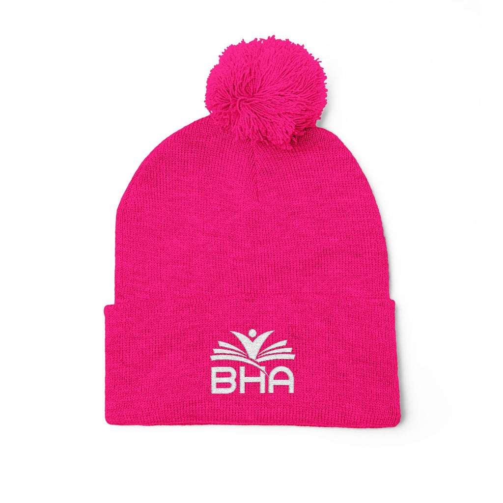 BHA Logo Winter Beanie -Embroidered Pom-Pom Knit Cap