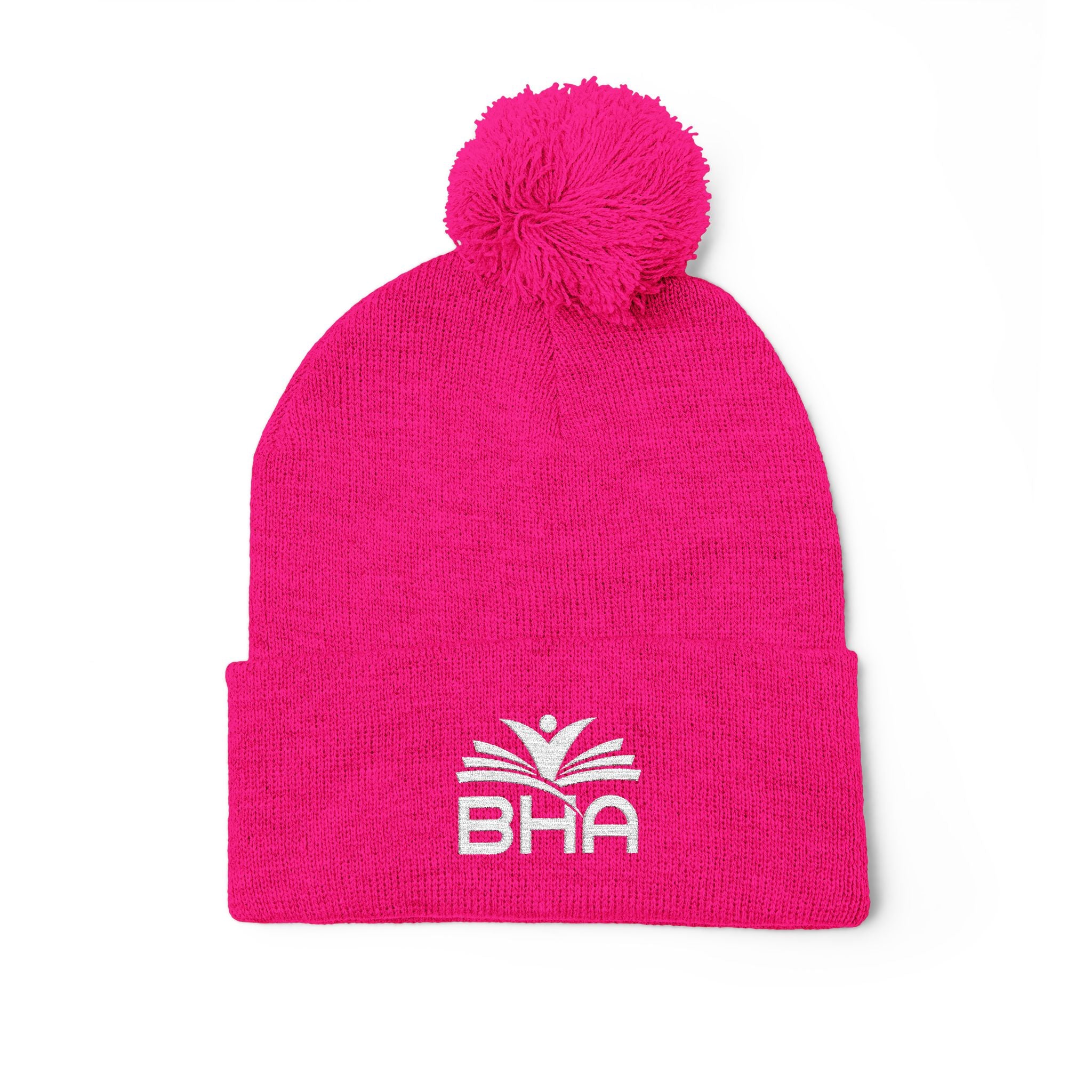 BHA Logo Winter Beanie -Embroidered Pom-Pom Knit Cap