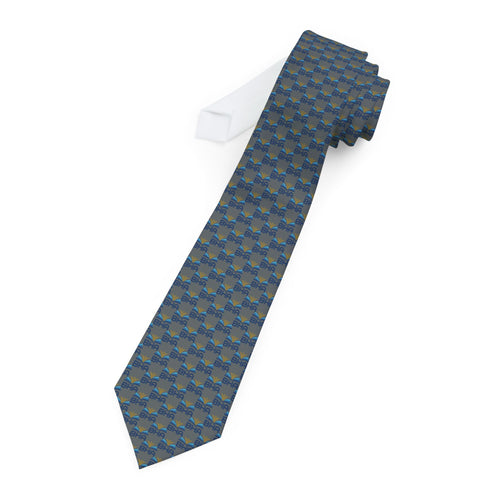 BHA Logo Necktie — Classic Geometric Check Pattern Silk Tie