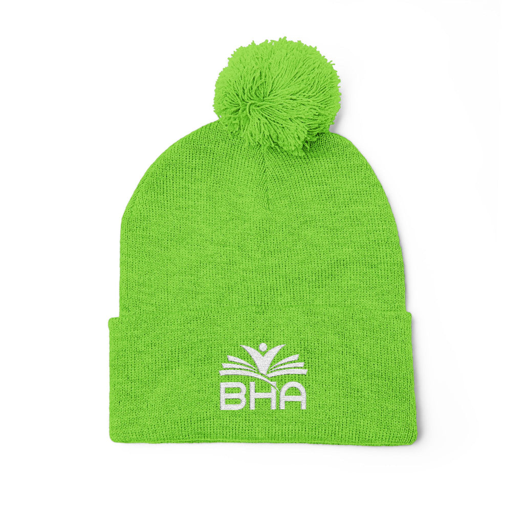 BHA Logo Winter Beanie -Embroidered Pom-Pom Knit Cap