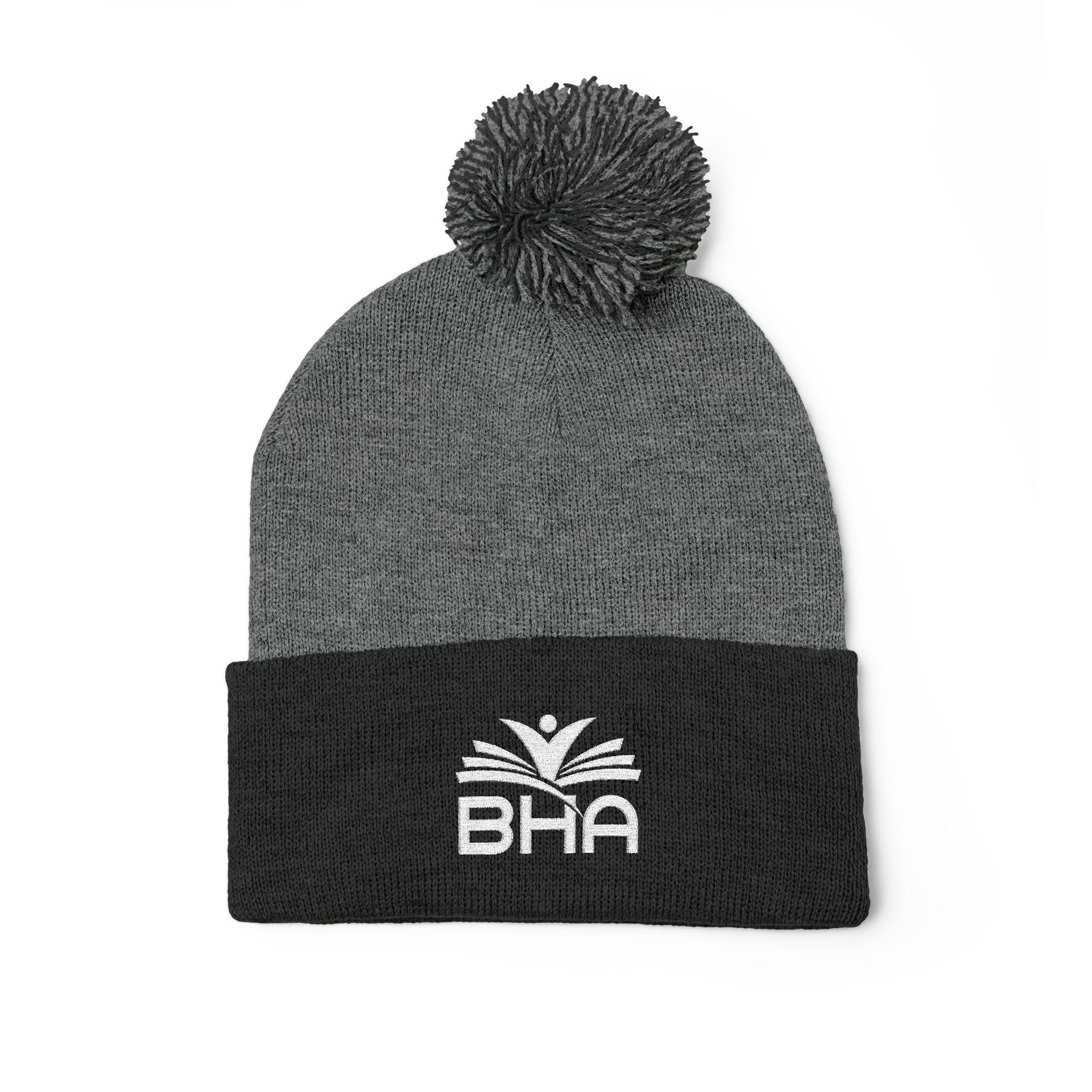 BHA Logo Winter Beanie -Embroidered Pom-Pom Knit Cap