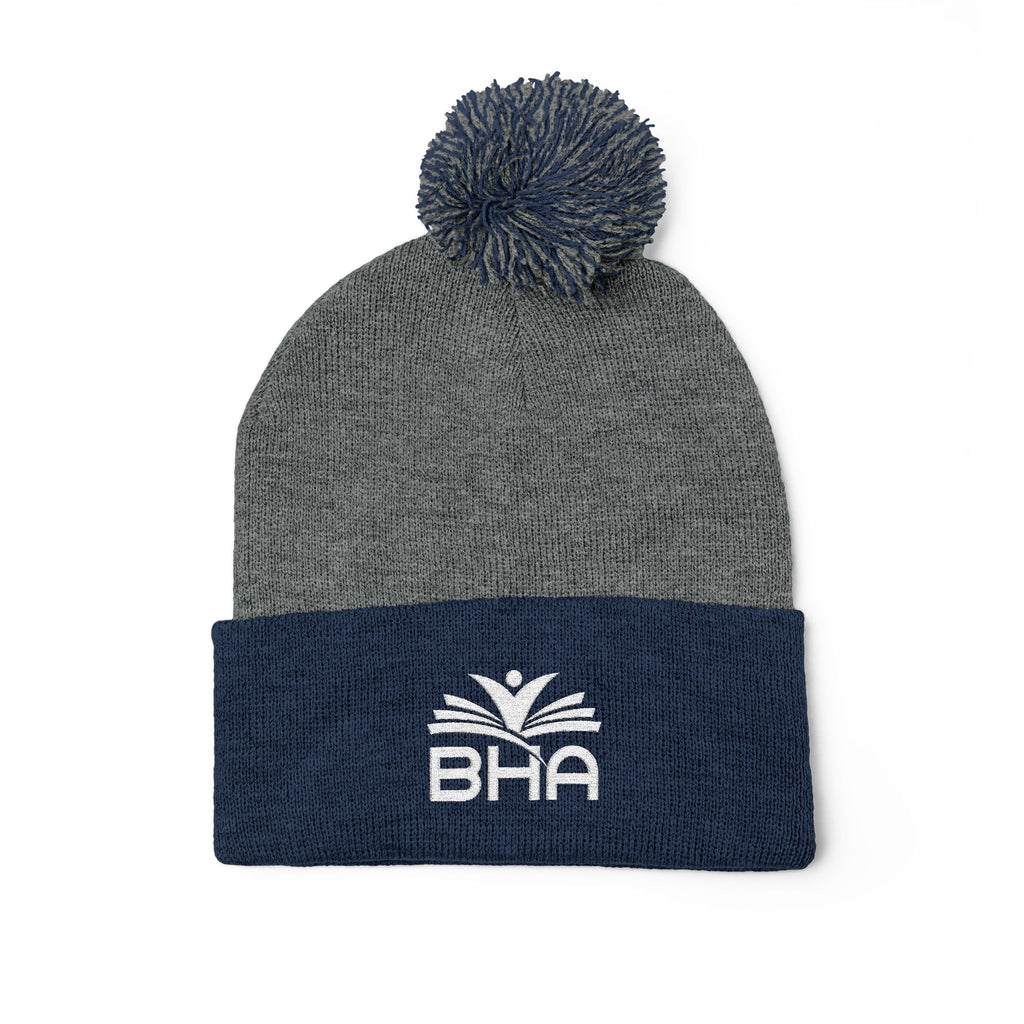 BHA Logo Winter Beanie -Embroidered Pom-Pom Knit Cap